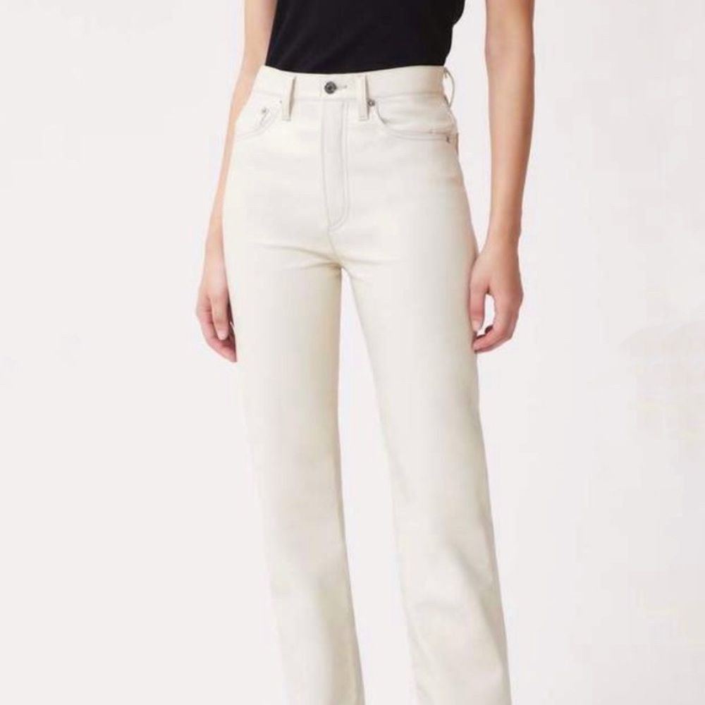 Agolde Leather ‘90s Pinch Waist Jeans Size 25 Powder High Rise Straight Leg Pant - Picture 11 of 11